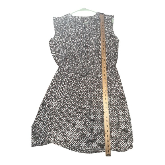 Loft Taupe/White Floral Print Cap Sleeve Dress, Medium - Picture 6 of 7